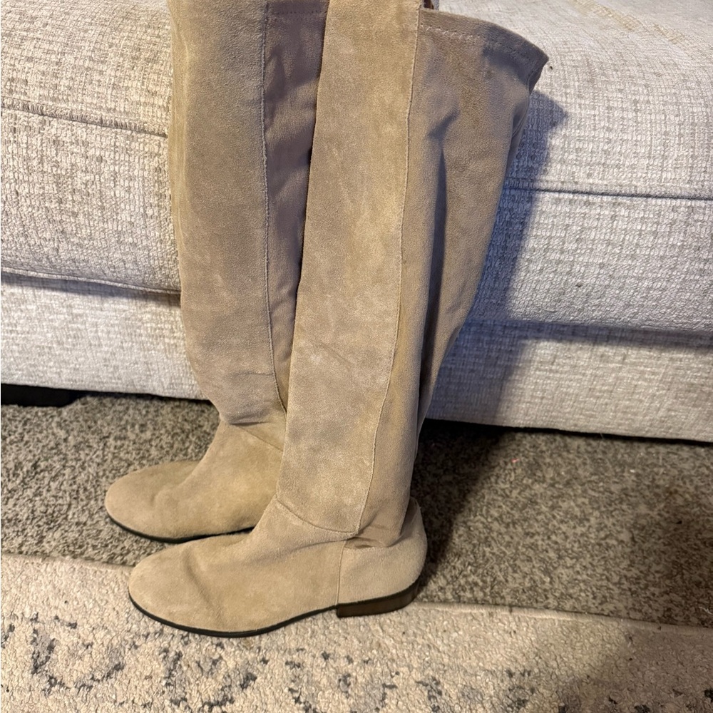 Elegant Tan Over the Knee Women's Boots SUEDE